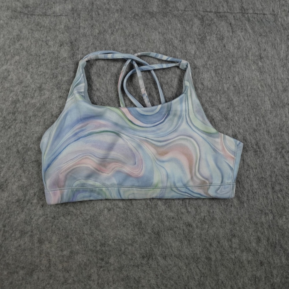 Athleta Sports Bra Girls XXL 16 Blue Marbled Strappy Back Active Yoga Gym Dance